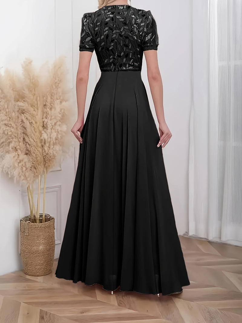 Floral Sequin Embroidered Chiffon Dress | Elegant Bodycon Midi Dress for Women - Party & Everyday Wear