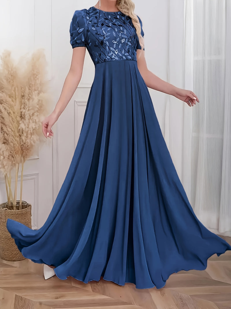 Floral Sequin Embroidered Chiffon Dress | Elegant Bodycon Midi Dress for Women - Party & Everyday Wear