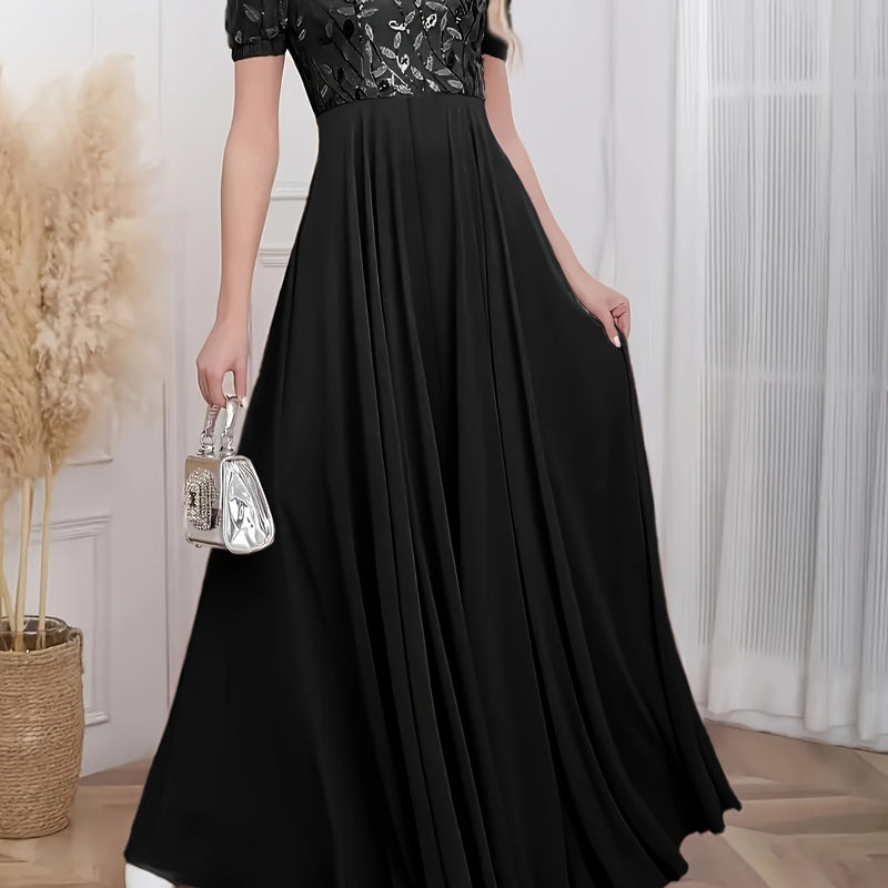 Floral Sequin Embroidered Chiffon Dress | Elegant Bodycon Midi Dress for Women - Party & Everyday Wear