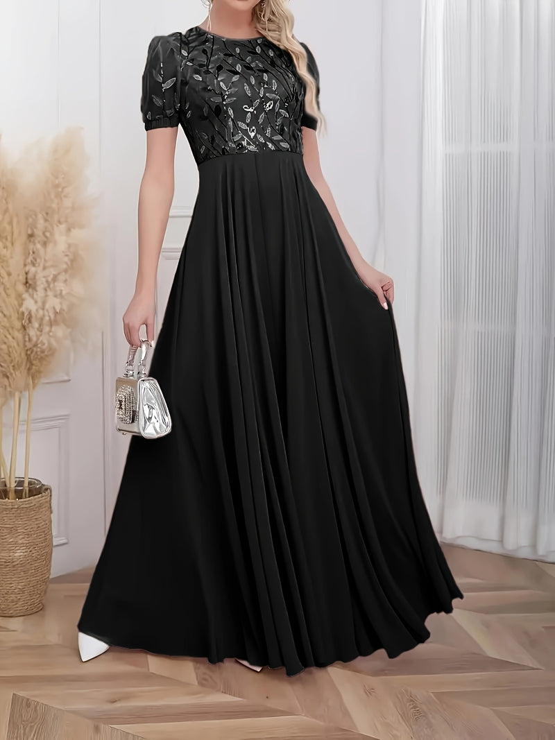 Floral Sequin Embroidered Chiffon Dress | Elegant Bodycon Midi Dress for Women - Party & Everyday Wear