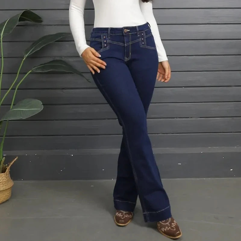Women's Bootcut Jeans | High-Waisted Tummy Control Denim | Butt-Lifting Western Pants with Stretch