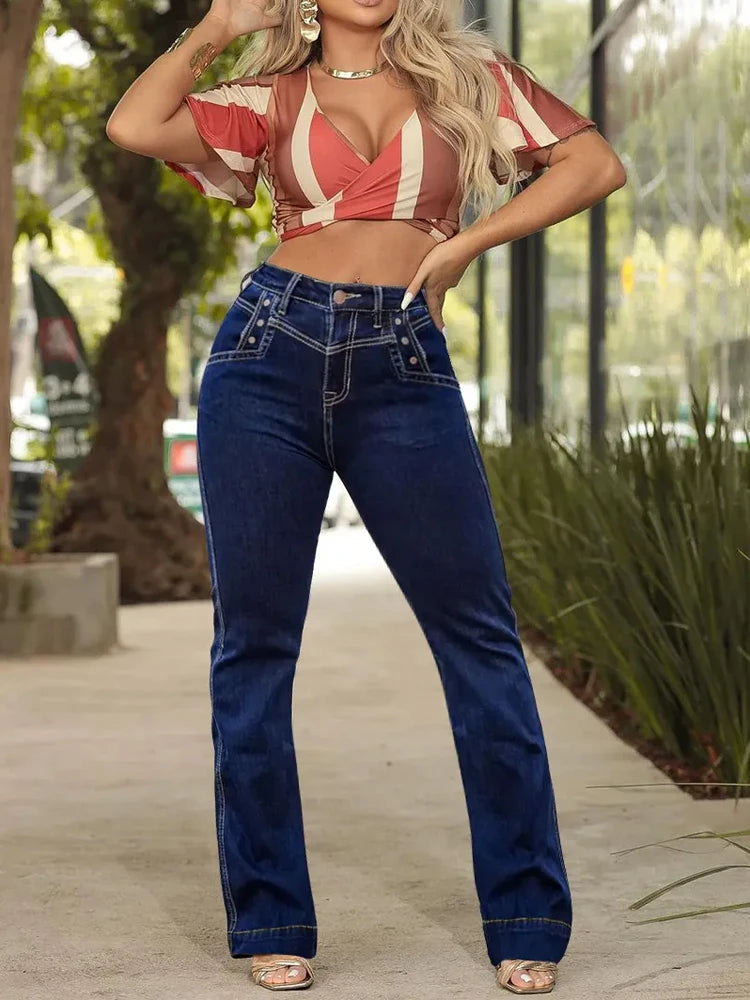 Women's Bootcut Jeans | High-Waisted Tummy Control Denim | Butt-Lifting Western Pants with Stretch