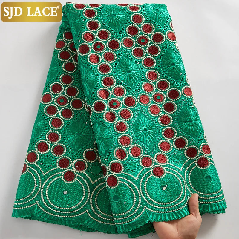 Custom Embroidered Voile Lace Fabric | 52" Eco-Friendly Wedding Dress Material | Rhinestone Nigerian-Style French Tulle