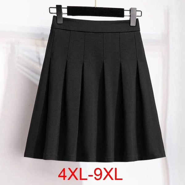 Plus Size Women's Pleated Midi Skirt | Empire Waist A-Line | Lightweight Polyester Broadcloth