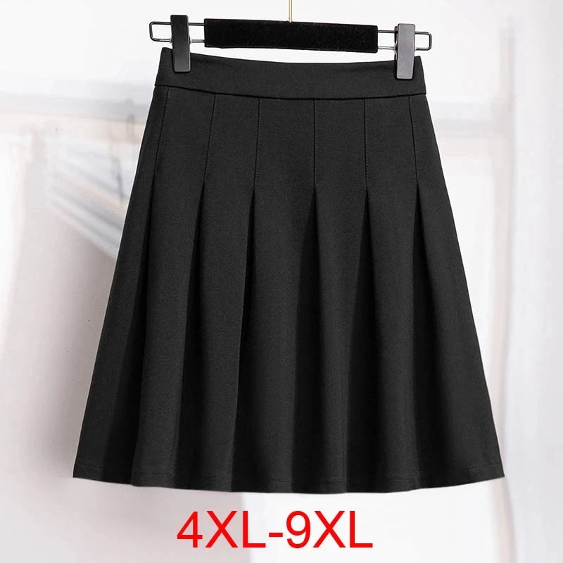 Plus Size Women's Pleated Midi Skirt | Empire Waist A-Line | Lightweight Polyester Broadcloth