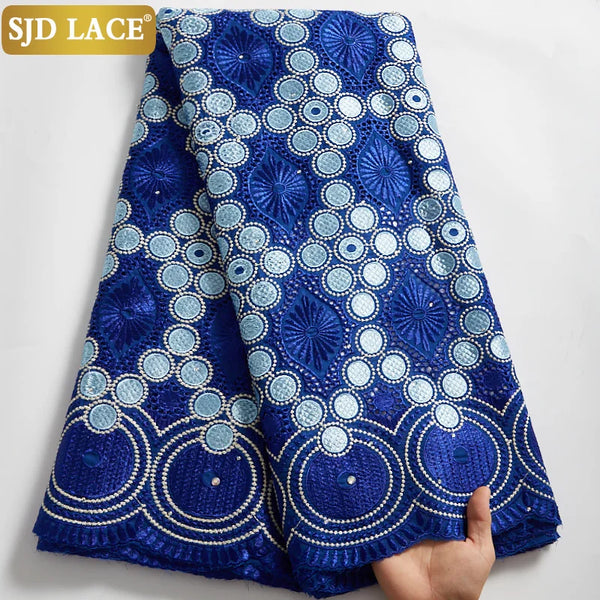 Custom Embroidered Voile Lace Fabric | 52" Eco-Friendly Wedding Dress Material | Rhinestone Nigerian-Style French Tulle