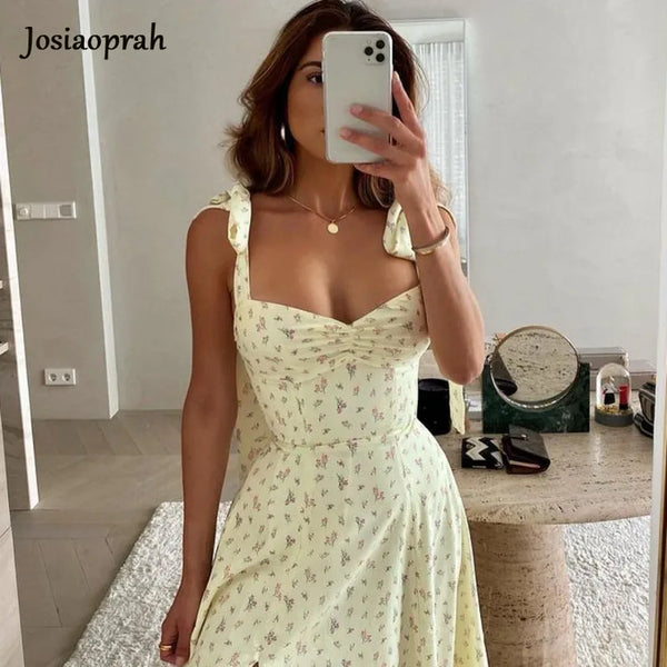 Boho Lace-Up Mini Dress | Cotton Blend Sundress with Spaghetti Straps - Women's Prairie Chic Summer Dress
