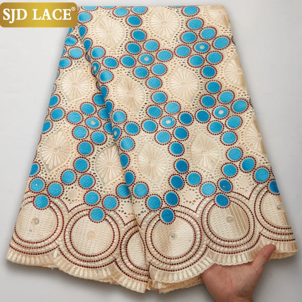 Custom Embroidered Voile Lace Fabric | 52" Eco-Friendly Wedding Dress Material | Rhinestone Nigerian-Style French Tulle