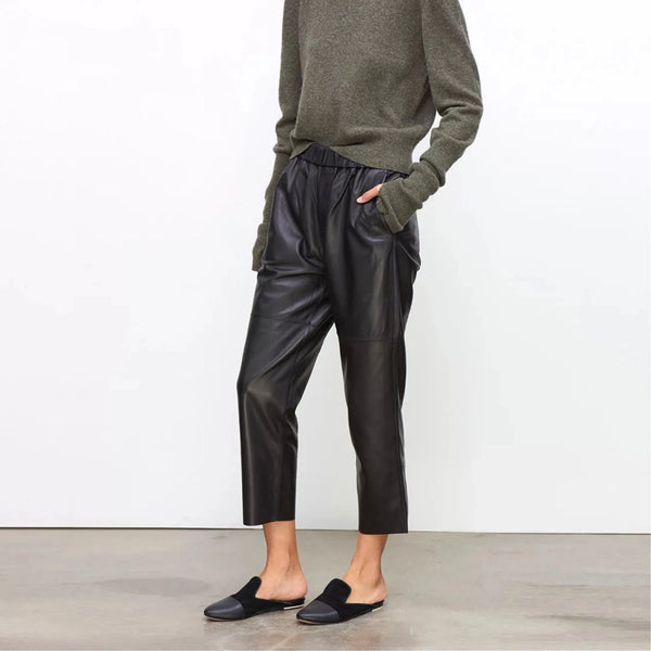 Women's Genuine Sheepskin Harem Pants | High Waist Leather Trousers | Elastic Waist Luxury Streetwear