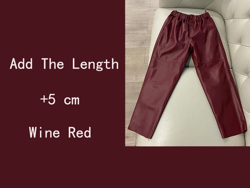 Women's Genuine Sheepskin Harem Pants | High Waist Leather Trousers | Elastic Waist Luxury Streetwear