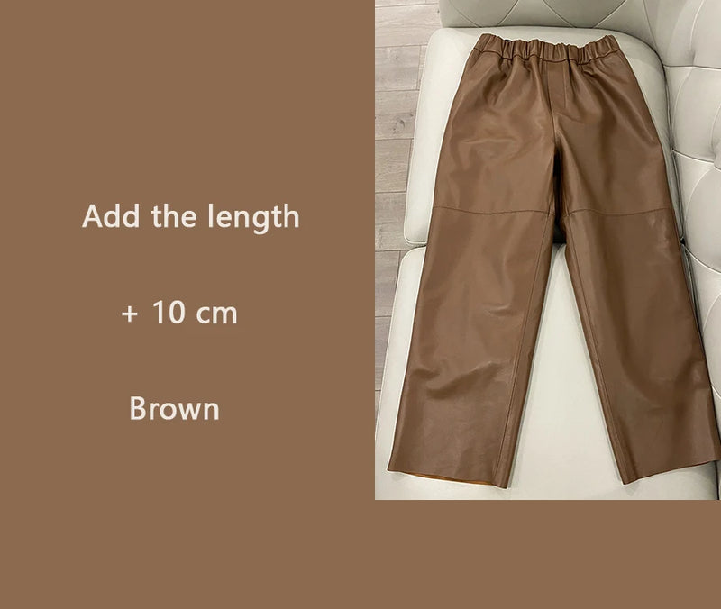 Women's Genuine Sheepskin Harem Pants | High Waist Leather Trousers | Elastic Waist Luxury Streetwear