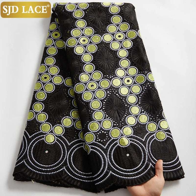 Custom Embroidered Voile Lace Fabric | 52" Eco-Friendly Wedding Dress Material | Rhinestone Nigerian-Style French Tulle