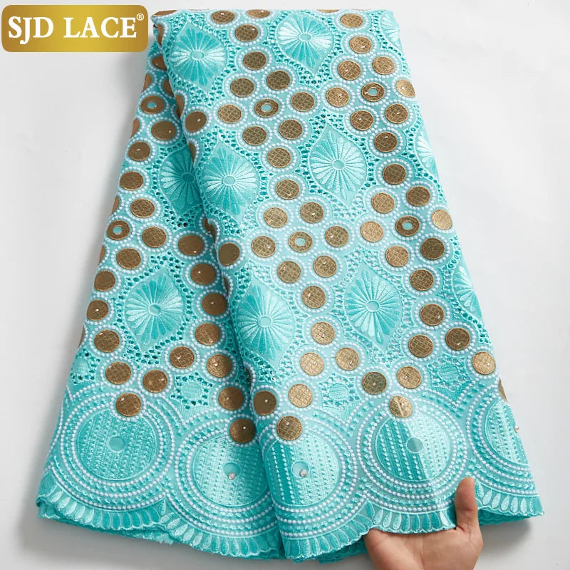 Custom Embroidered Voile Lace Fabric | 52" Eco-Friendly Wedding Dress Material | Rhinestone Nigerian-Style French Tulle