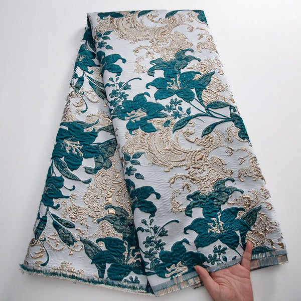 African Brocade Jacquard Lace | 52" Embroidered Organza Fabric | Custom Wedding & Prom Dress Material