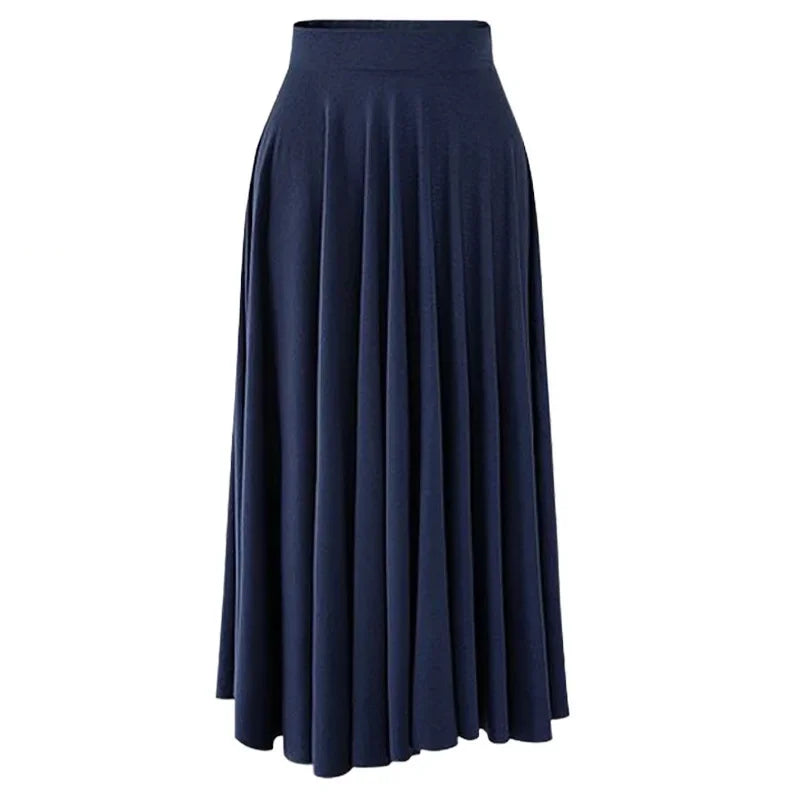Plus Size High-Waist Pleated Skirt | 80cm Flowy Umbrella Midi | Loose Fit Wide-Leg Skirt
