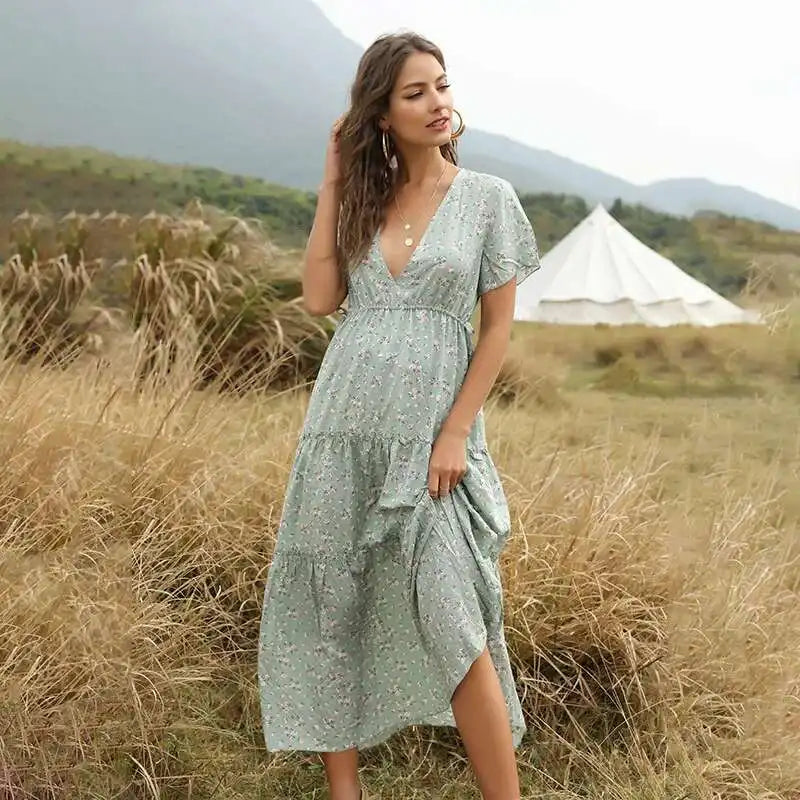 Summer White Sequin Sheath Dress | Empire Waist Knee-Length Dress with Flutter Sleeves - Boho Sexy Evening Robe