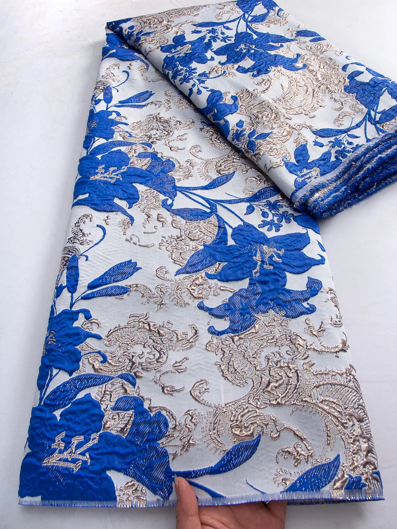 African Brocade Jacquard Lace | 52" Embroidered Organza Fabric | Custom Wedding & Prom Dress Material