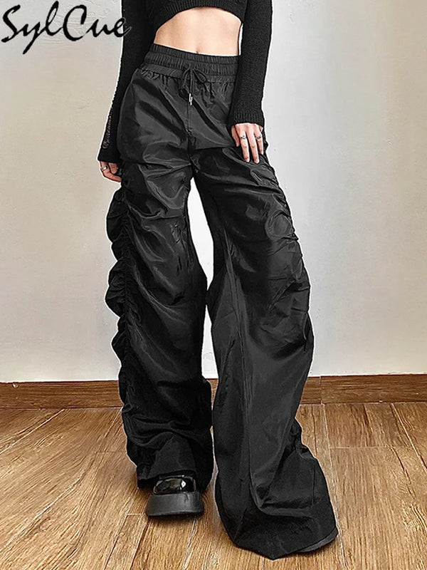 Women's Avant-Garde Lantern Pants | High Waist Pleated Wide Leg Trousers | Stretch Polyester Streetwear