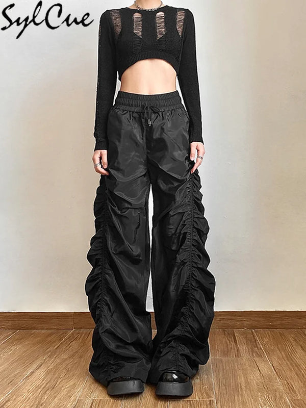 Women's Avant-Garde Lantern Pants | High Waist Pleated Wide Leg Trousers | Stretch Polyester Streetwear