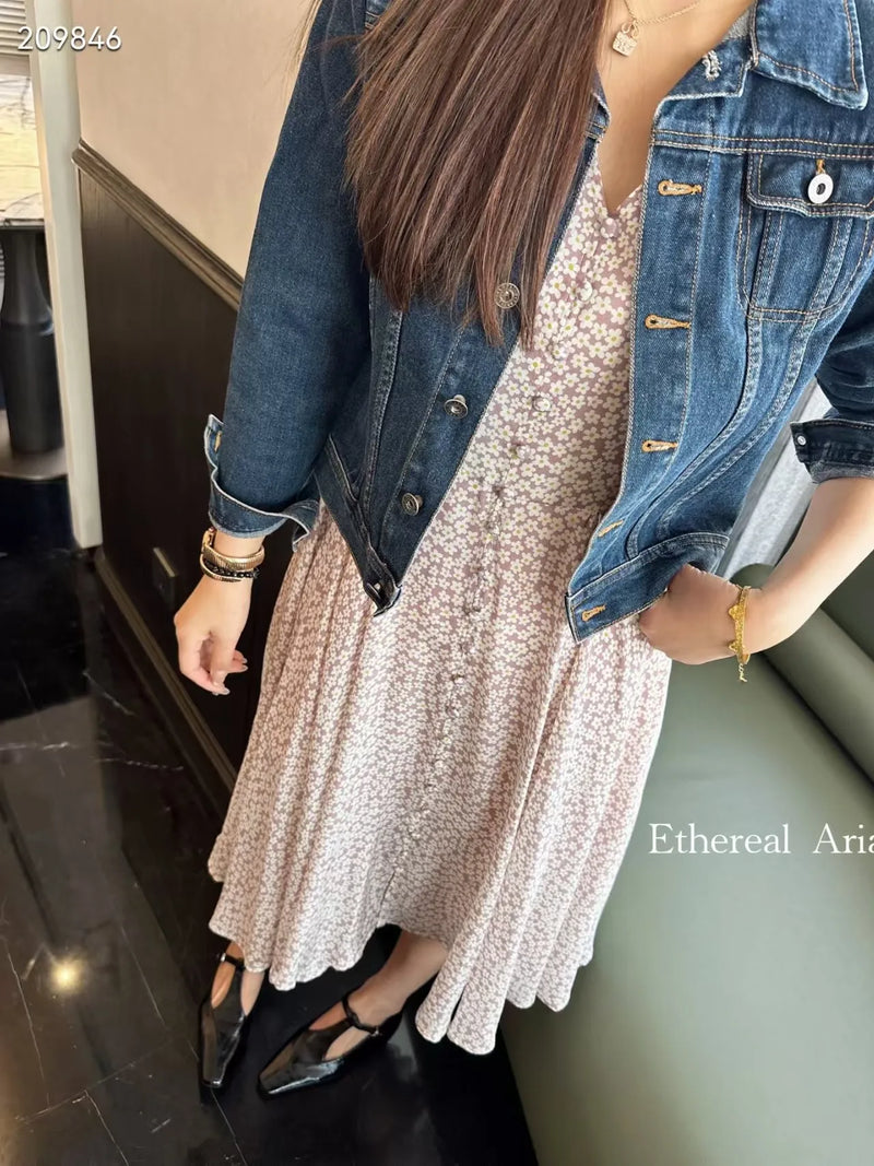Women's Silk A-Line Dress | Floral Print Midi Dress | Casual Spring Summer Dress