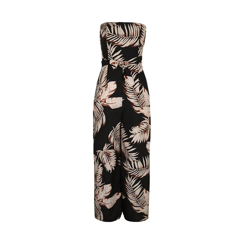 Bohemian Floral Maxi Romper: Adjustable Strap Jumpsuit with Sequined Detailing