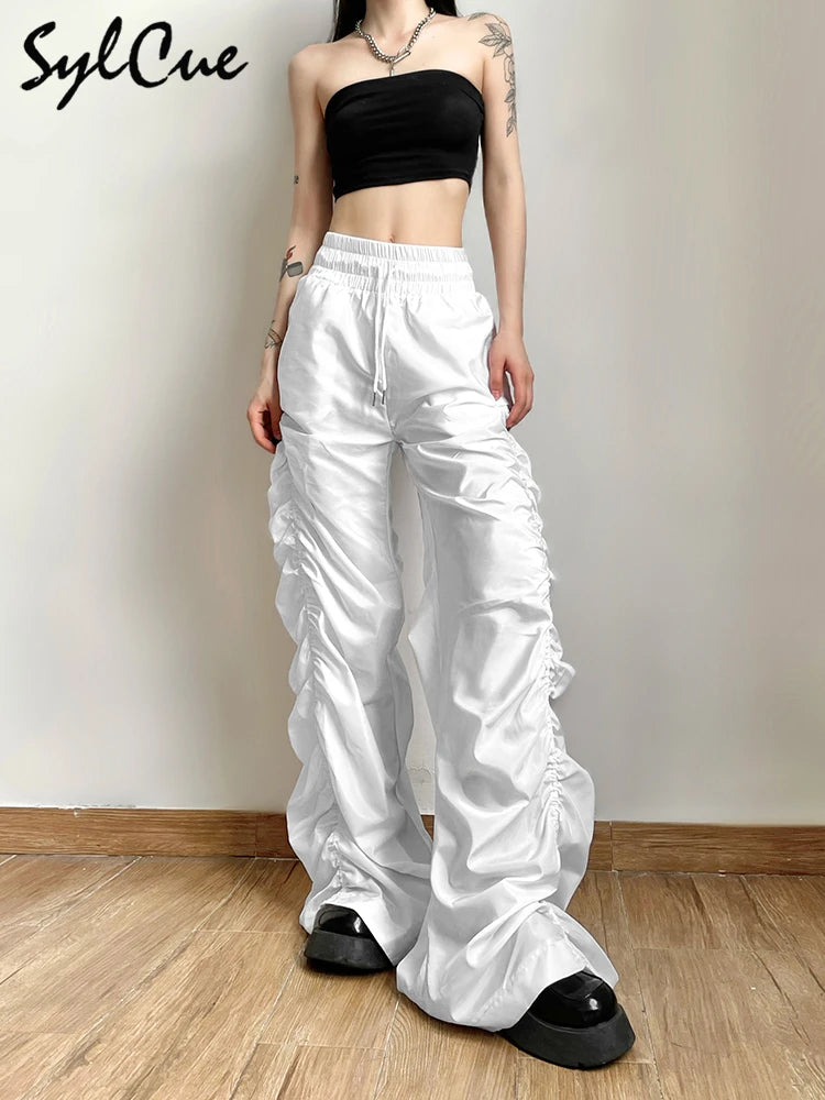 Women's Avant-Garde Lantern Pants | High Waist Pleated Wide Leg Trousers | Stretch Polyester Streetwear