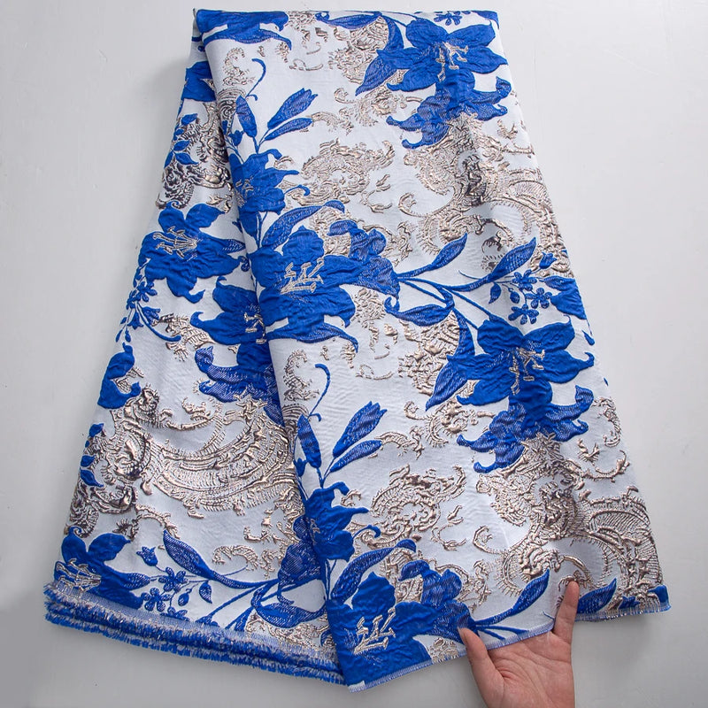 African Brocade Jacquard Lace | 52" Embroidered Organza Fabric | Custom Wedding & Prom Dress Material