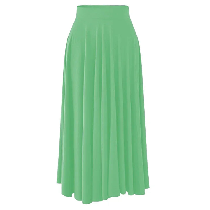 Plus Size High-Waist Pleated Skirt | 80cm Flowy Umbrella Midi | Loose Fit Wide-Leg Skirt