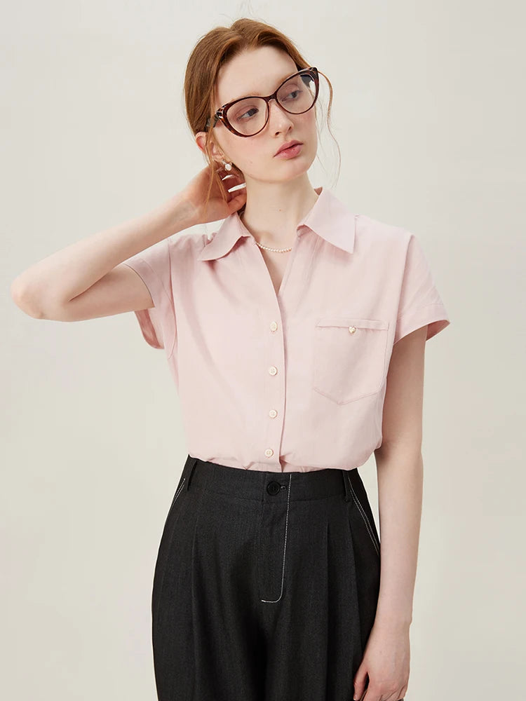 Women’s Summer Raglan Sleeve Striped Polo Blouse – Thin Short-Sleeve, Single-Breasted (3 Colors)
