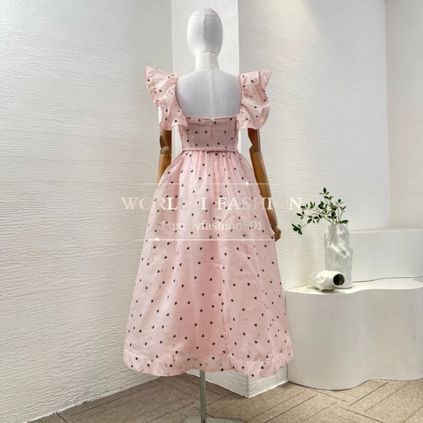 Women's Backless Square Neck Midi Dress | Butterfly Sleeves & Ruffled Detail | Sexy X-Line Summer Dress