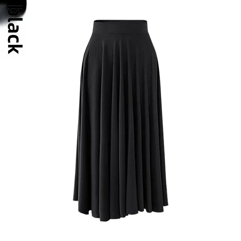 Plus Size High-Waist Pleated Skirt | 80cm Flowy Umbrella Midi | Loose Fit Wide-Leg Skirt