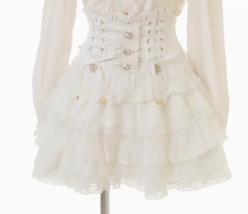 Japanese-Style Summer Off-Shoulder Bow-Tie Short Sleeve Top & High-Waist Skirt 2-Piece Set for Women