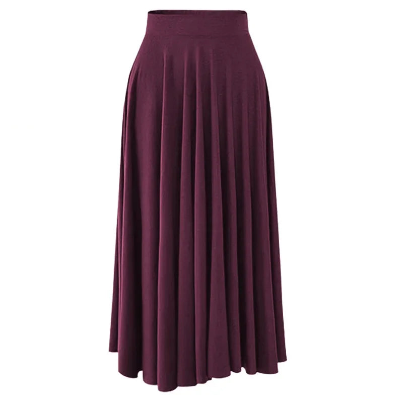 Plus Size High-Waist Pleated Skirt | 80cm Flowy Umbrella Midi | Loose Fit Wide-Leg Skirt