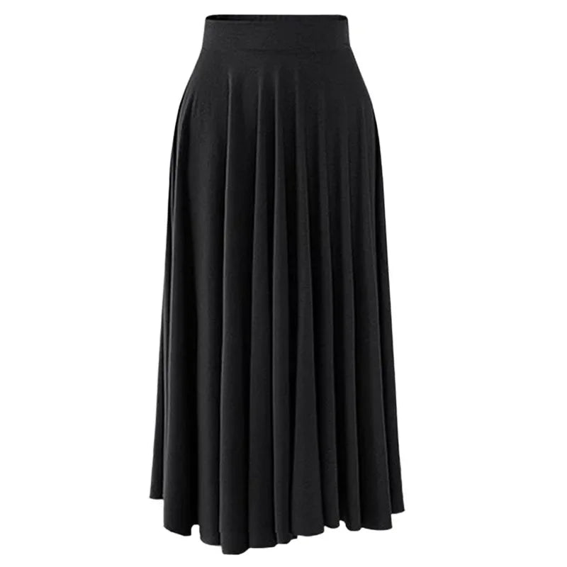 Plus Size High-Waist Pleated Skirt | 80cm Flowy Umbrella Midi | Loose Fit Wide-Leg Skirt