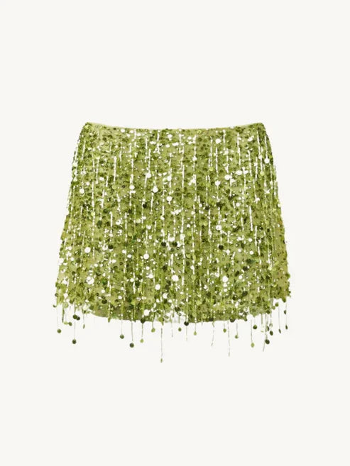 Sequin Mini Skirt | Empire Waist Lace-Up Skirt | Floral Print Beach Short Skirt