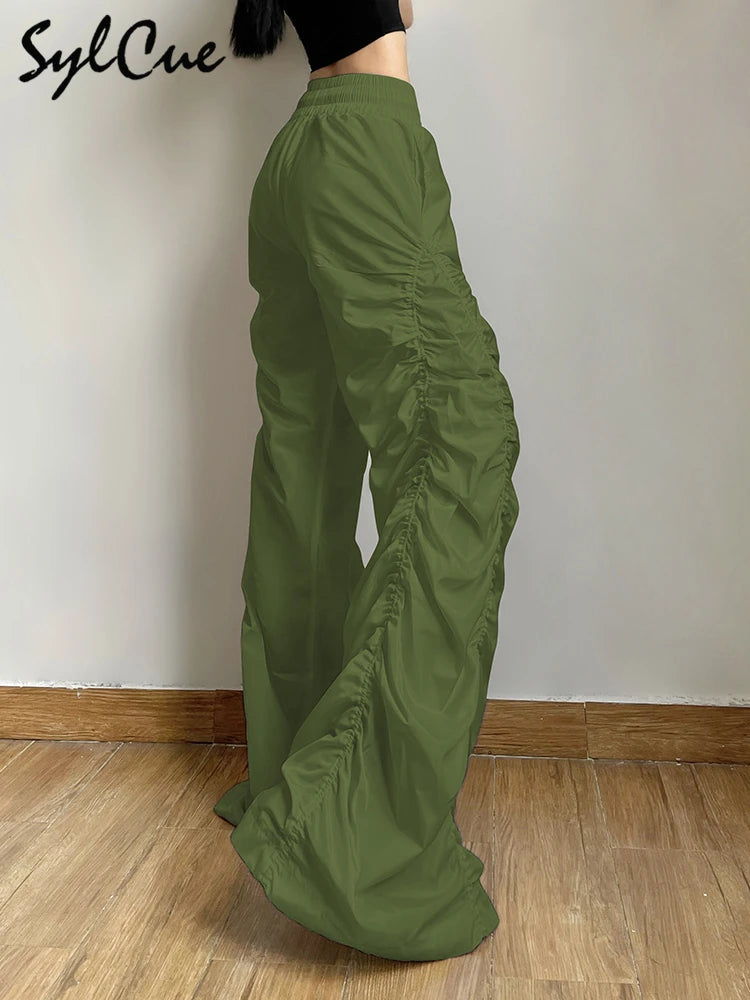 Women's Avant-Garde Lantern Pants | High Waist Pleated Wide Leg Trousers | Stretch Polyester Streetwear