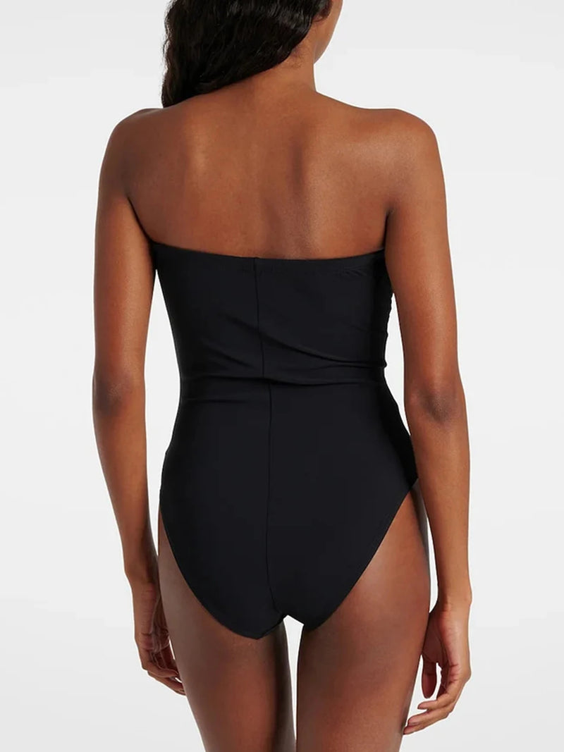 Women’s Floral One-Piece Swimsuit with Beach Skirt – Bandeau Bathing Suit Swimwear Beachwear 2025