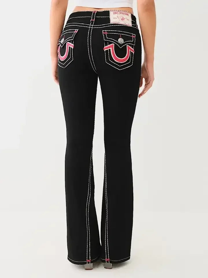 Embroidery Baggy Jeans | Women's Harajuku Streetwear | Vintage High-Street Hip Hop Trousers (Cotton-Poly Blend)