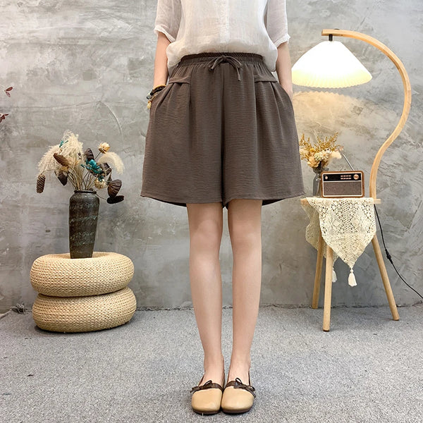 Summer Essential: Plus Size Korean-Style Drape Shorts - Ice Silk Wide-Leg Tencel Shorts with Elastic Waist