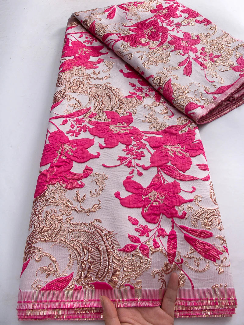 African Brocade Jacquard Lace | 52" Embroidered Organza Fabric | Custom Wedding & Prom Dress Material