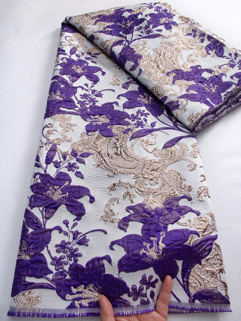African Brocade Jacquard Lace | 52" Embroidered Organza Fabric | Custom Wedding & Prom Dress Material