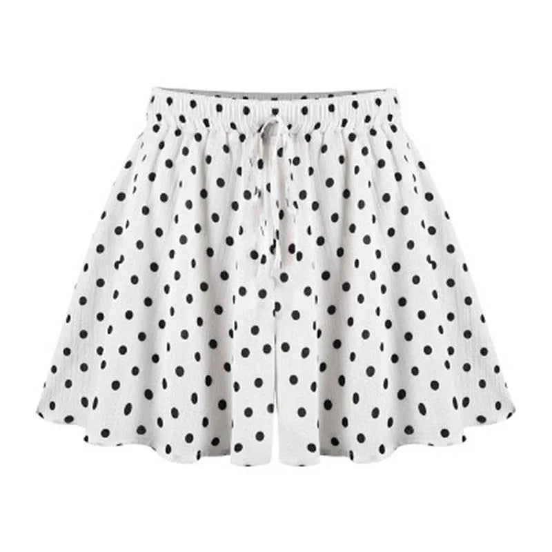 Summer Essential: Plus Size High-Waist A-Line Skort - Polka Dot Wide-Leg Shorts Skirt for Women