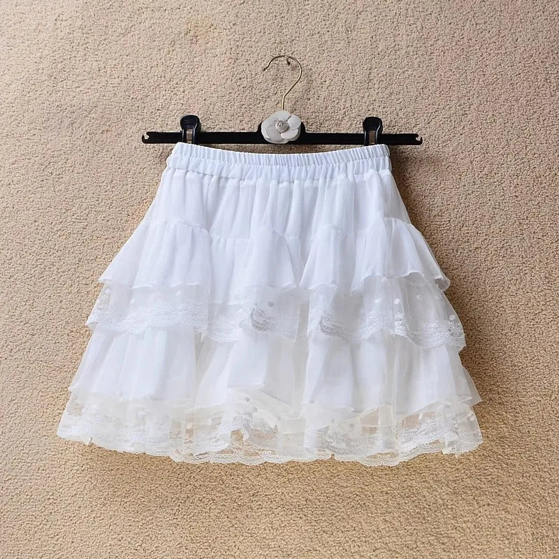Gothic Lace Tutu Skirt | Black Mesh Tulle Petticoat | Elastic Waist Mini Ball Gown