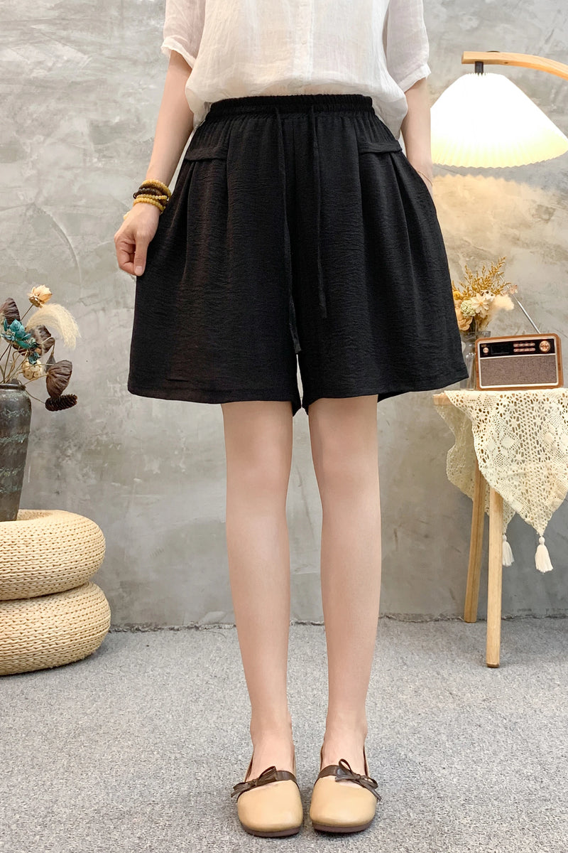 Summer Essential: Plus Size Korean-Style Drape Shorts - Ice Silk Wide-Leg Tencel Shorts with Elastic Waist