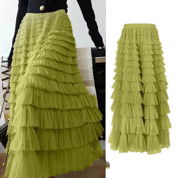 Women's Fairy Cake Maxi Skirt | Empire Waist Tulle Tutu | Layered Ruffled Party Skirt