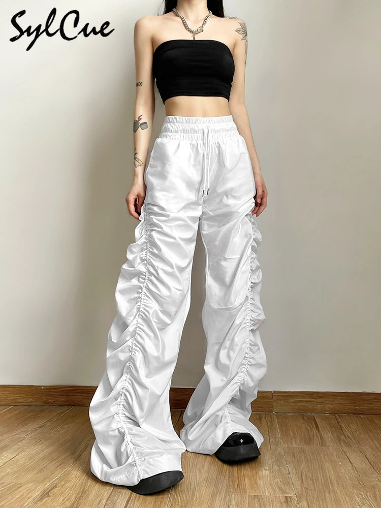 Women's Avant-Garde Lantern Pants | High Waist Pleated Wide Leg Trousers | Stretch Polyester Streetwear