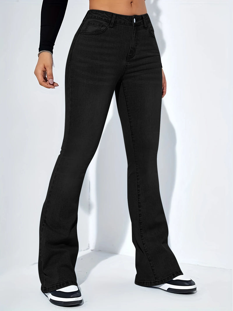 Women's Mid-Rise Bootcut Jeans | Comfort Stretch Denim | Moustache Wash Casual Pants