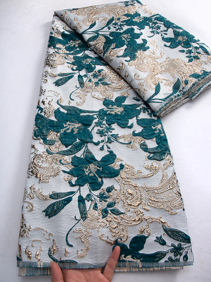 African Brocade Jacquard Lace | 52" Embroidered Organza Fabric | Custom Wedding & Prom Dress Material