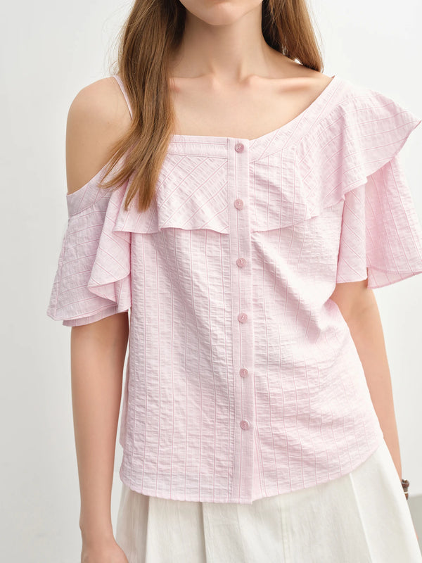 Summer New Style Plus Size Women's Off-Shoulder Ruffled Shirt