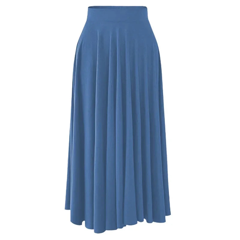 Plus Size High-Waist Pleated Skirt | 80cm Flowy Umbrella Midi | Loose Fit Wide-Leg Skirt